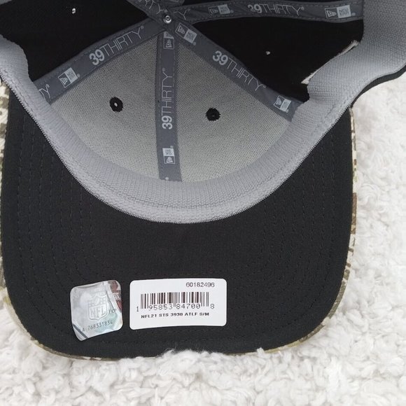 Atlanta Falcons Hat Mens S/M Fitted Black Camo Salute To Service New Era‎ - Picture 5 of 6